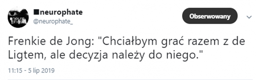 De Jong nt. dalszej gry z de Ligtem!